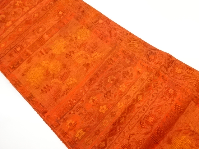 JAPANESE NAGOYA OBI / WOVEN ABSTRACT FLOWER ARABESQUE